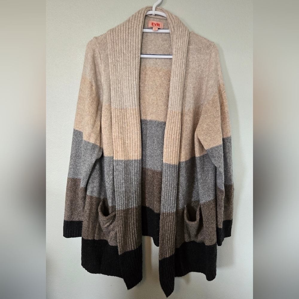 Evri Cream And Gray Striped Sweater Size 2X